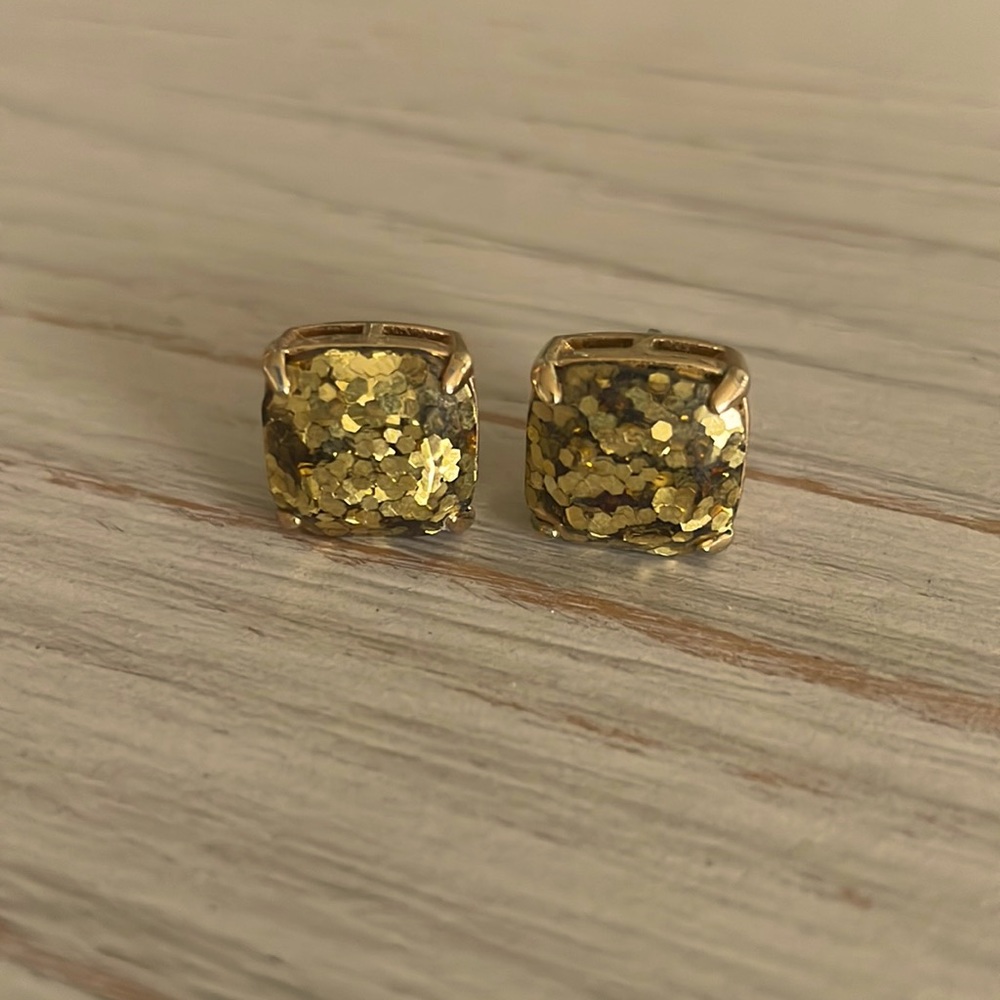 Kate Spade gold square glitter earrings!
